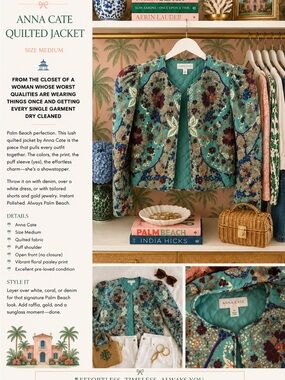 Anna Cate Quilted Jacket in Teal Floral
